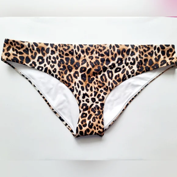 NWT 🐆 Victoria's Secret Pink Bikini Bottom, Leopard Print, Size L - Picture 2 of 8